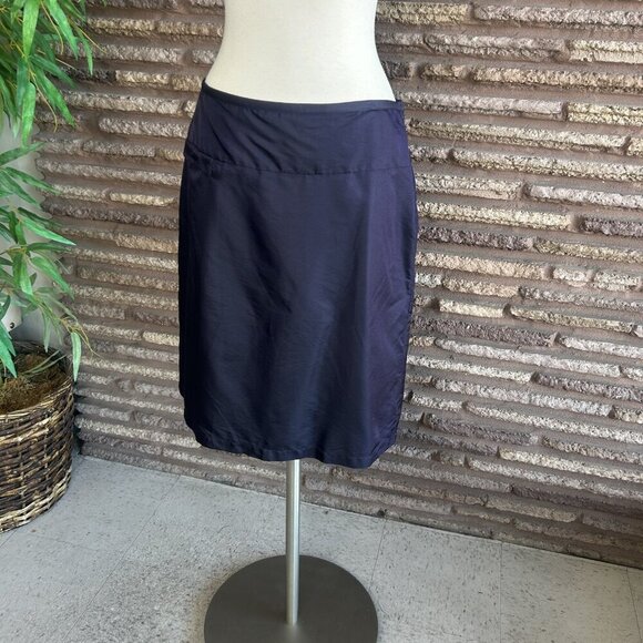Calvin Klein Vintage Navy Blue Silk Blend Drop Waist Straight Skirt Size 12 - Picture 6 of 10
